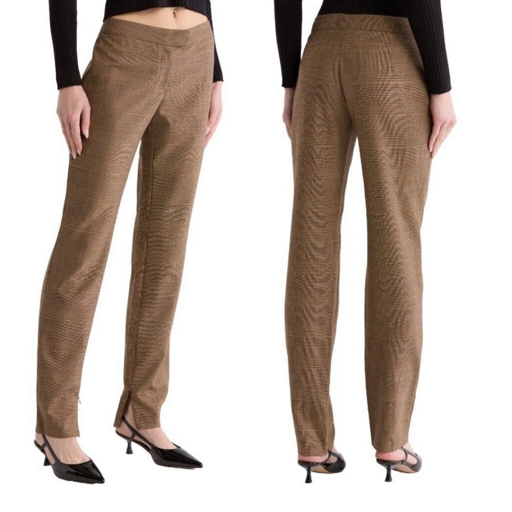 Rag & Bone Rebecca Brown Plaid Pants Size 8 Academia Minimalist Preppy Wool NWT